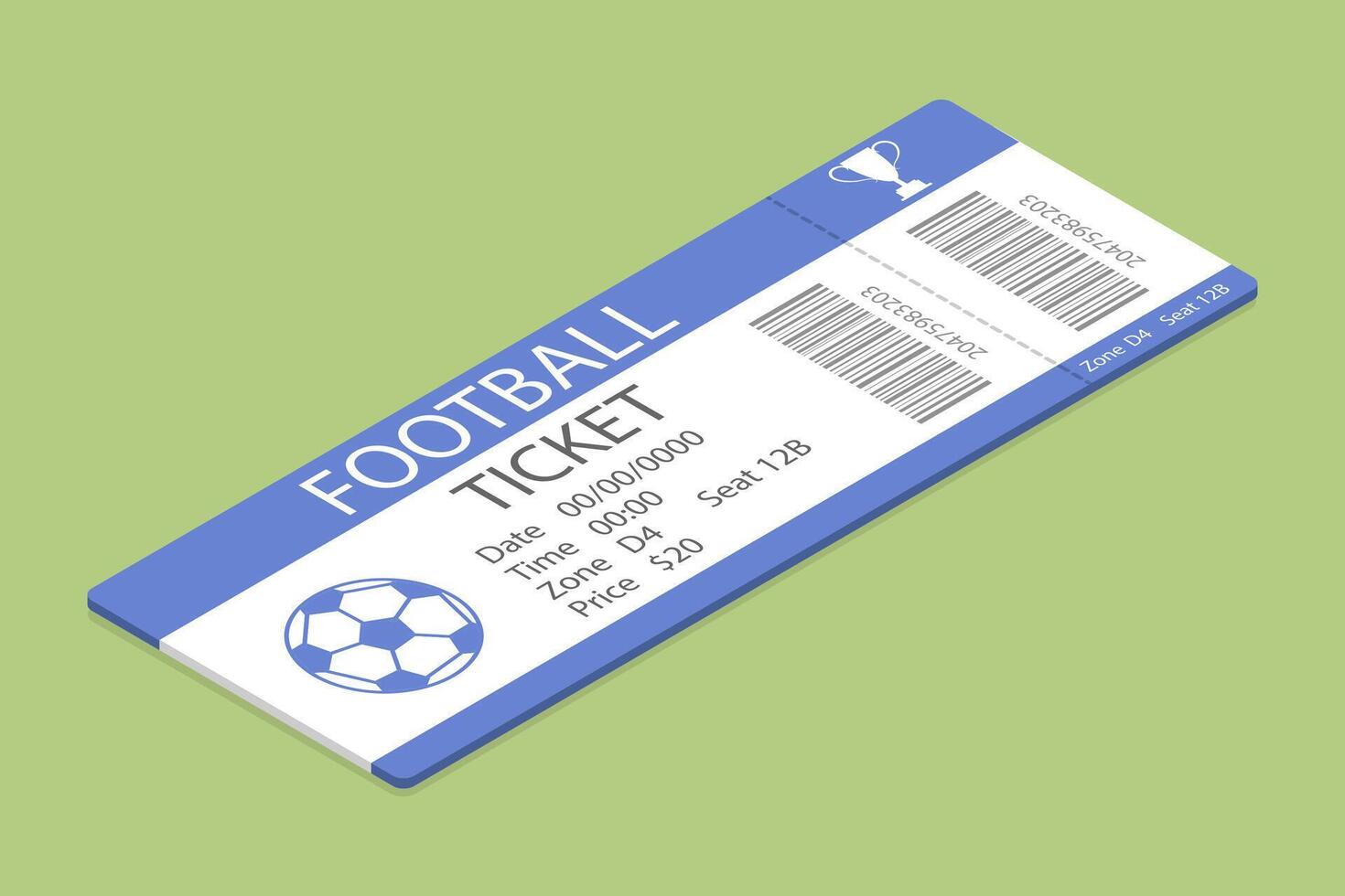 3D Isometric Flat Illustration of Football Ticket , Permission to Enter Soccer Competition vector