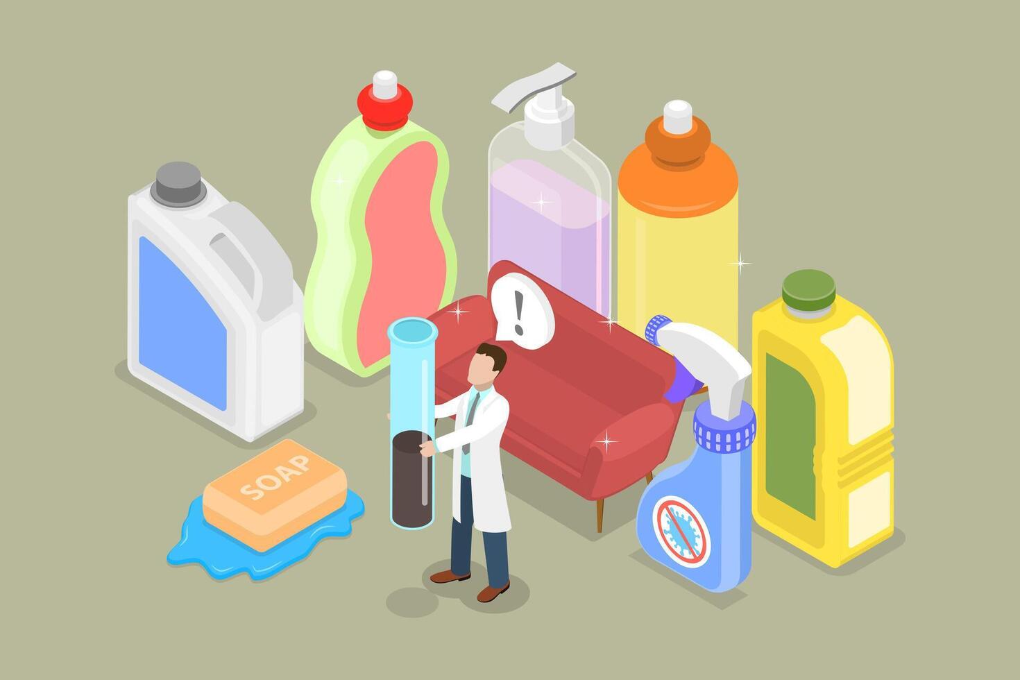 3D Isometric Flat Illustration of Remediation Specialist, Toxic Mold Spores vector