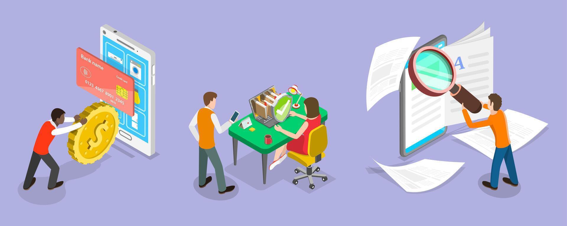 3D Isometric Flat Illustration of Service Subscription, Membership Fee vector
