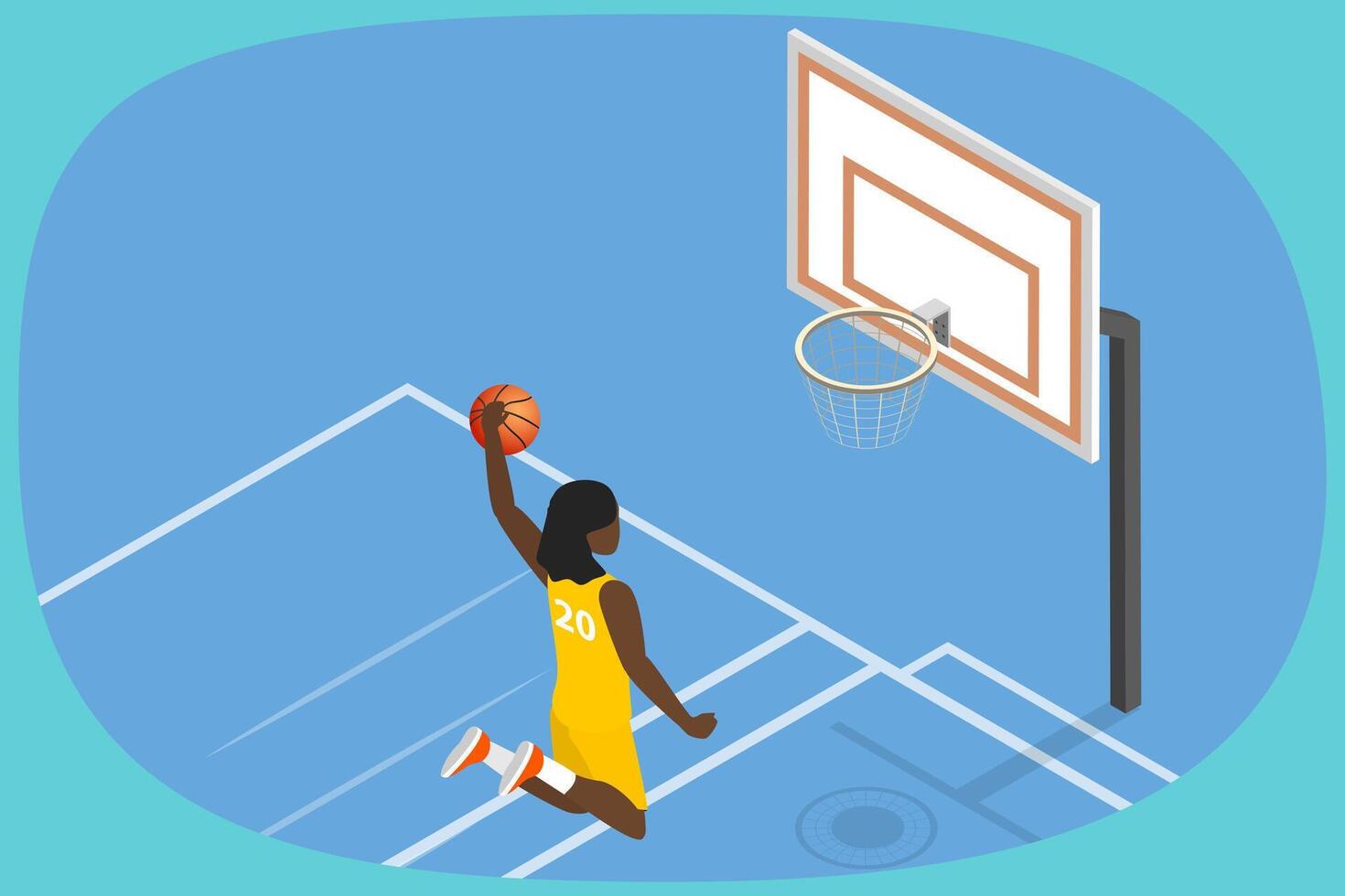 3D Isometric Flat Illustration of Basketball Player, Slam Dunk vector