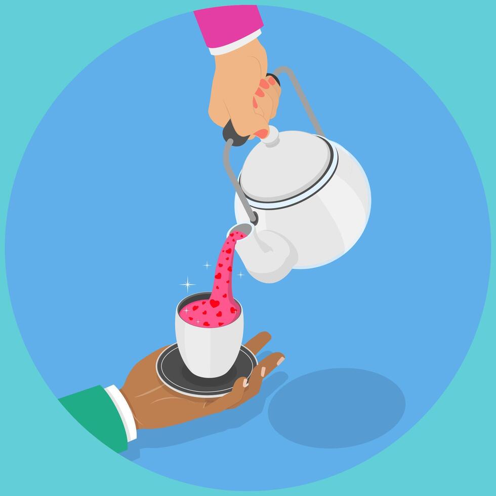 3D Isometric Flat Illustration of Romantic Relationship, Love Drink vector