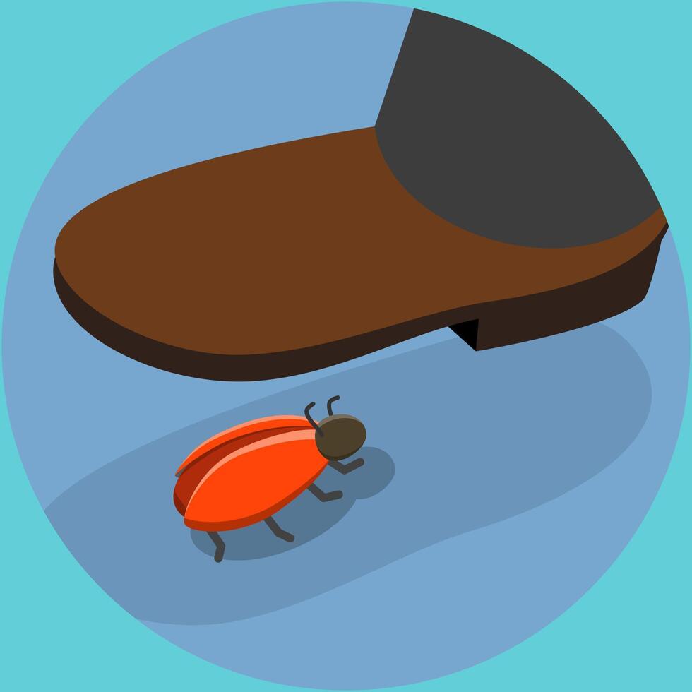 3D Isometric Flat Illustration of Squashing Bug, Pest Control Service vector