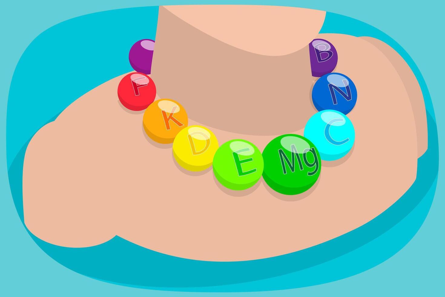 3D Isometric Flat Illustration of Nutrient Minerals and Vitamins , Essential Multivitamin Complex for Health vector