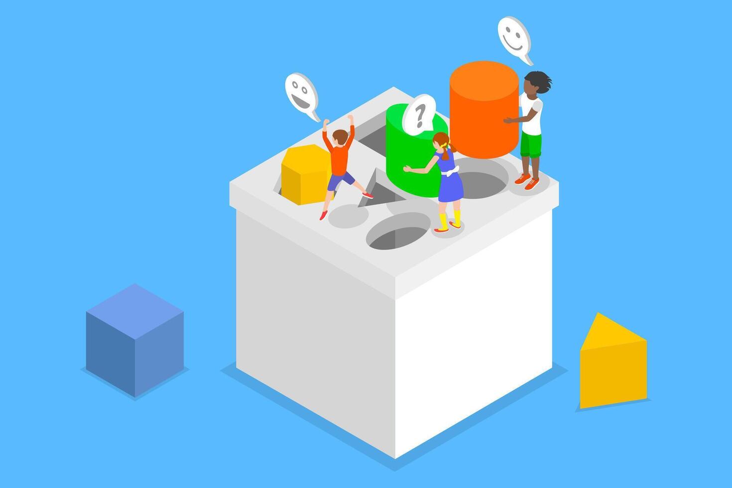 3D Isometric Flat Illustration of Shape Puzzle, Children Sorter Toy vector