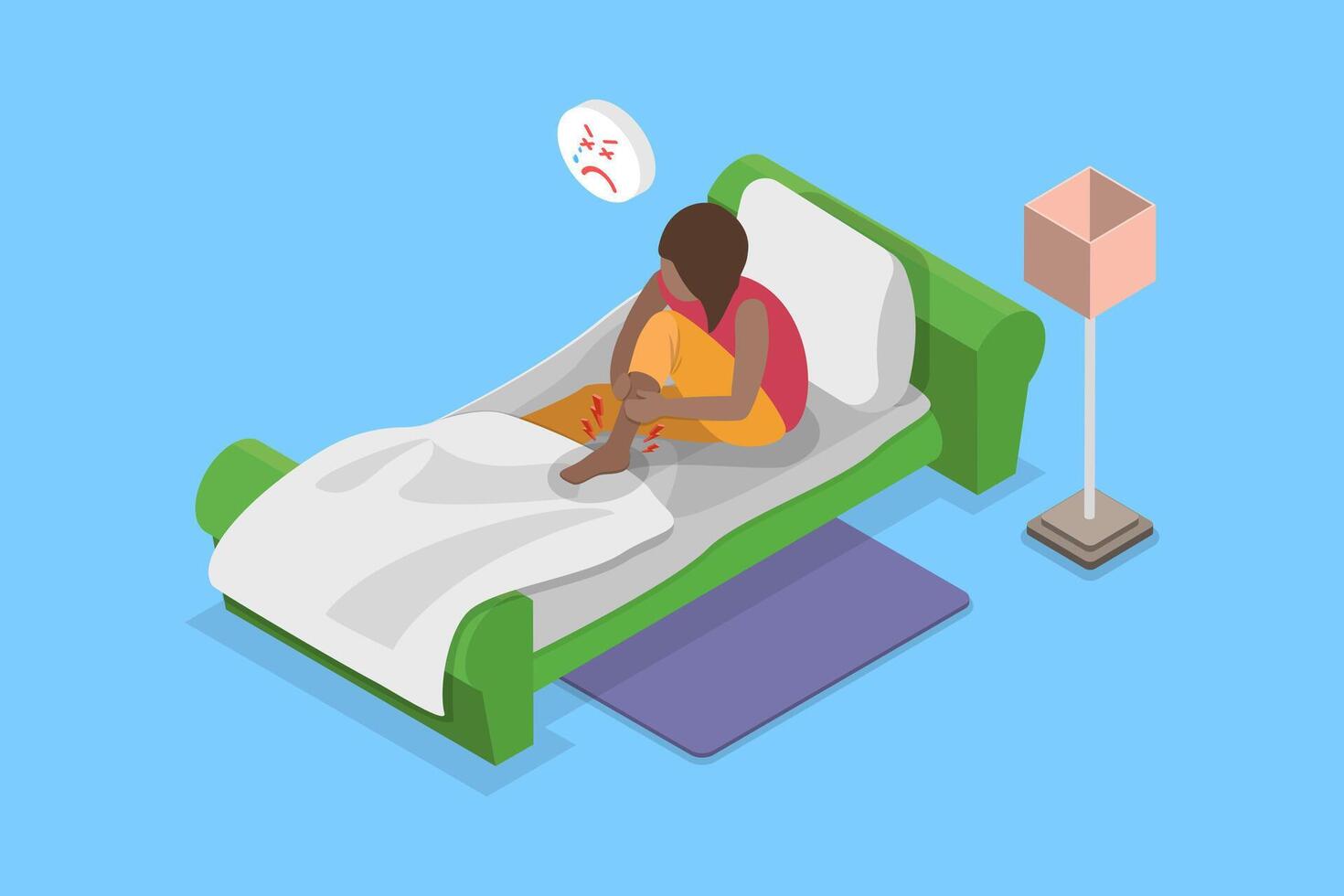 3D Isometric Flat Illustration of Restless Leg Syndrome, RLS Symptoms vector