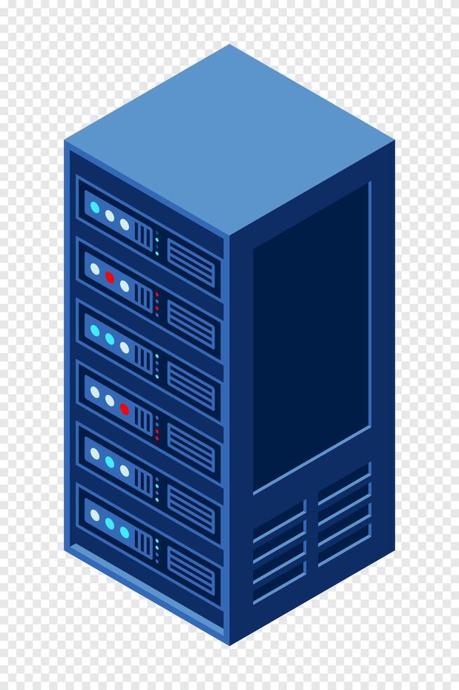 Isometric server equipment isolated background. Flat isometric 3d illustration cloud server. Datacenter storage. Isometric technology vector