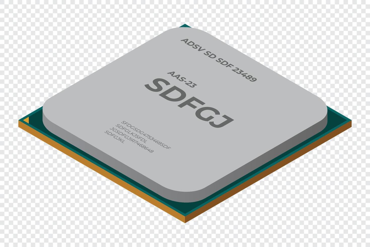 Isometric processor. Central processing unit. Computer hardware components. Semiconductor technology concept. illustration. vector