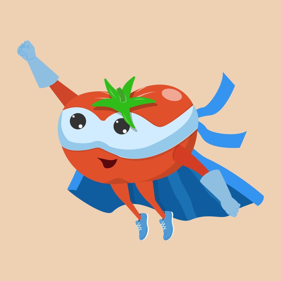 3D Isometric Flat Illustration of Tomato Super-Hero , Super-vegetables vector