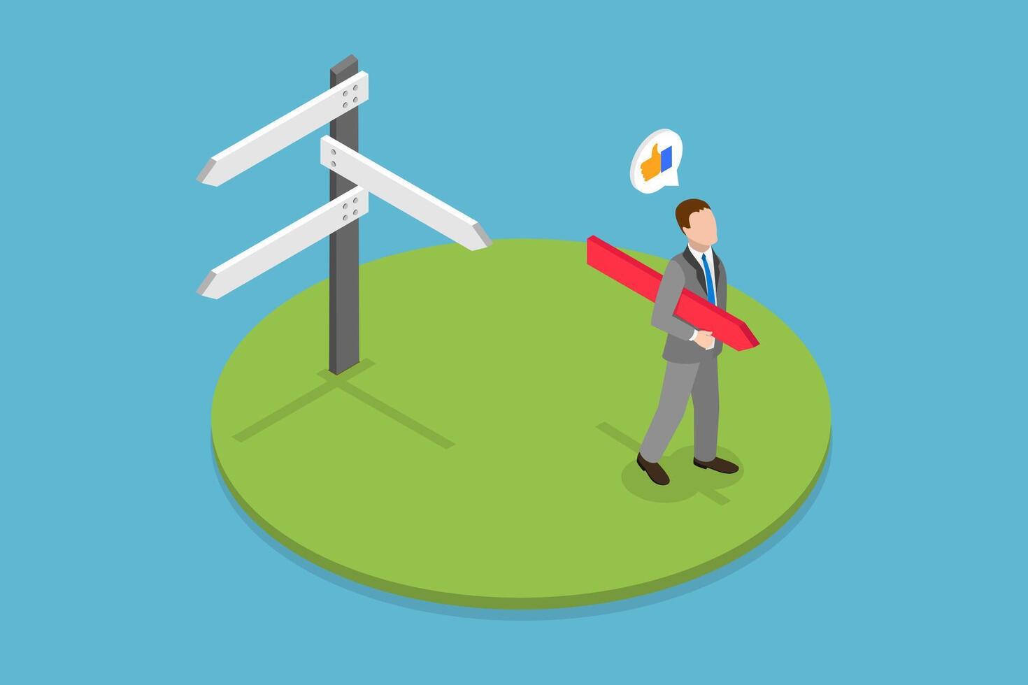 3D Isometric Flat Illustration of Business Decision Making, Career Path, Job Search or Opportunity vector