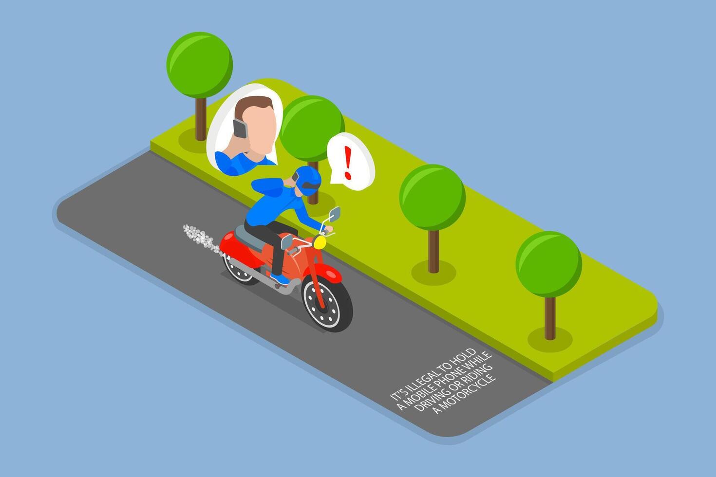3D Isometric Flat Illustration of Essential Tips and Rules for Safe Motorcycle Riding, Driving Safety vector