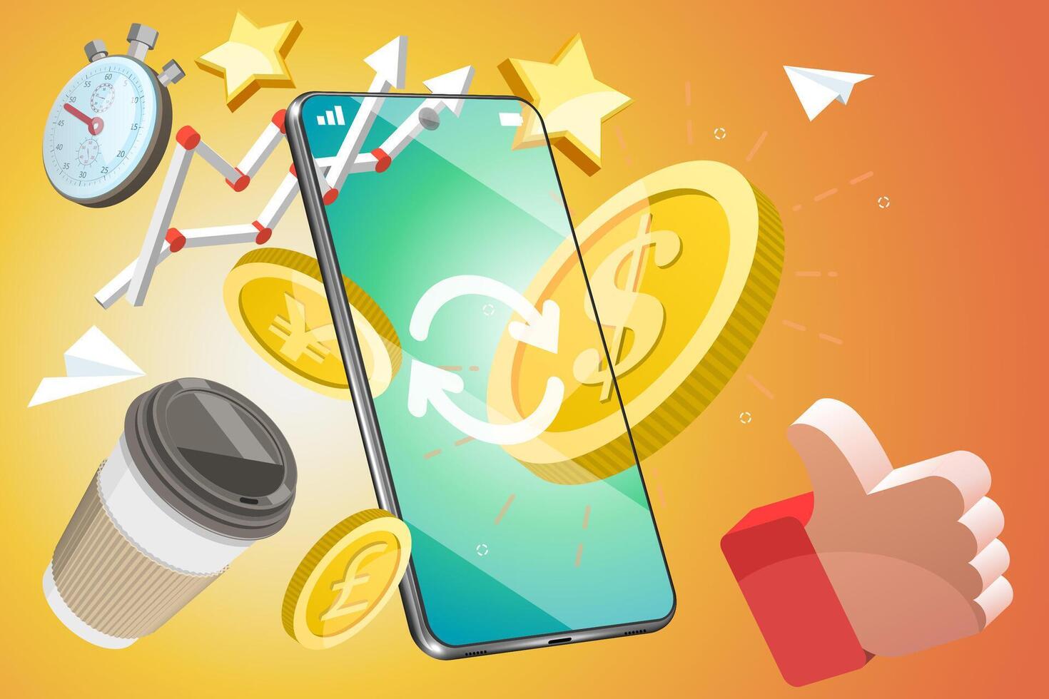 3D Illustration of Currenccy Exchange App, Money Conversion vector