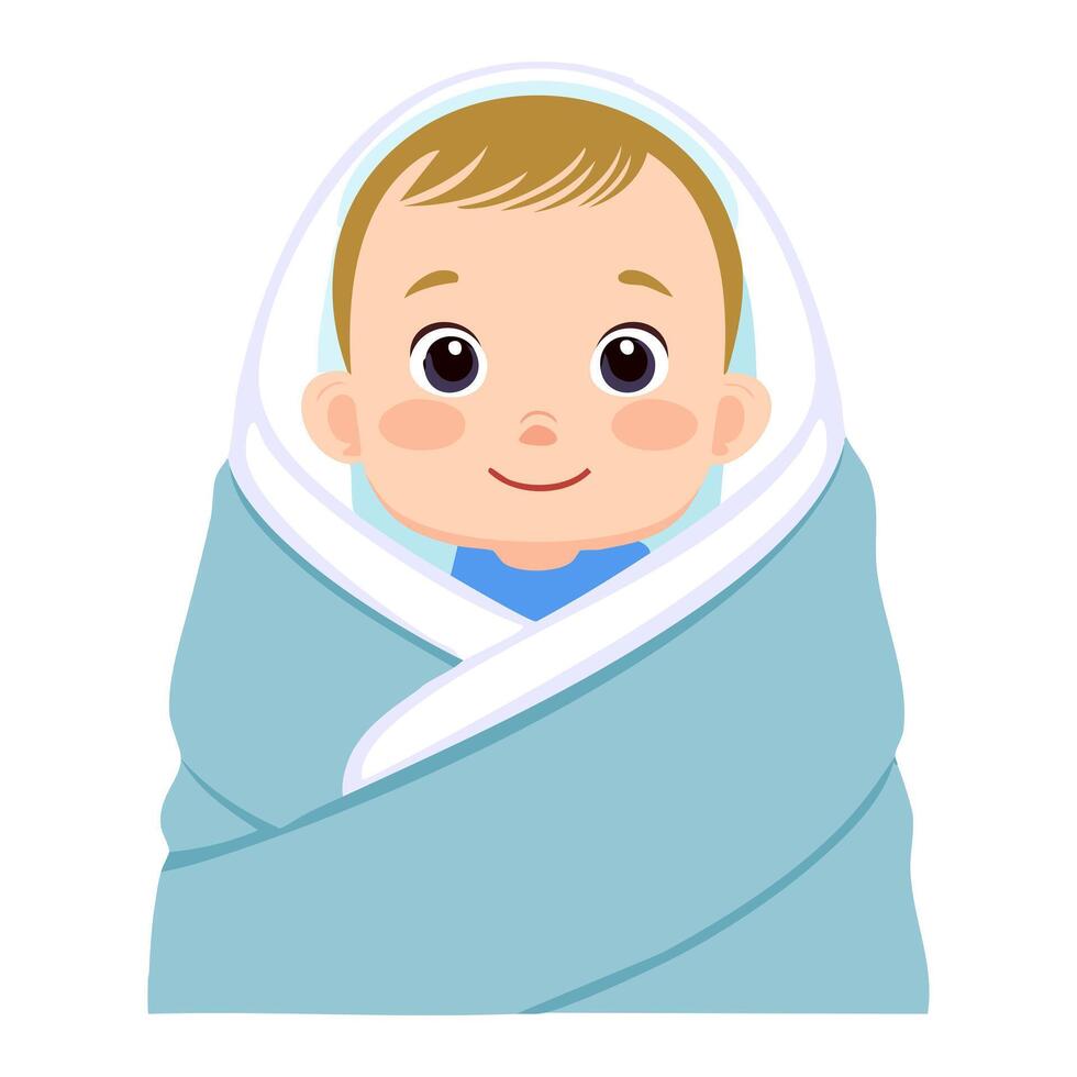 baby face peeking out of a wrapped blanket vector