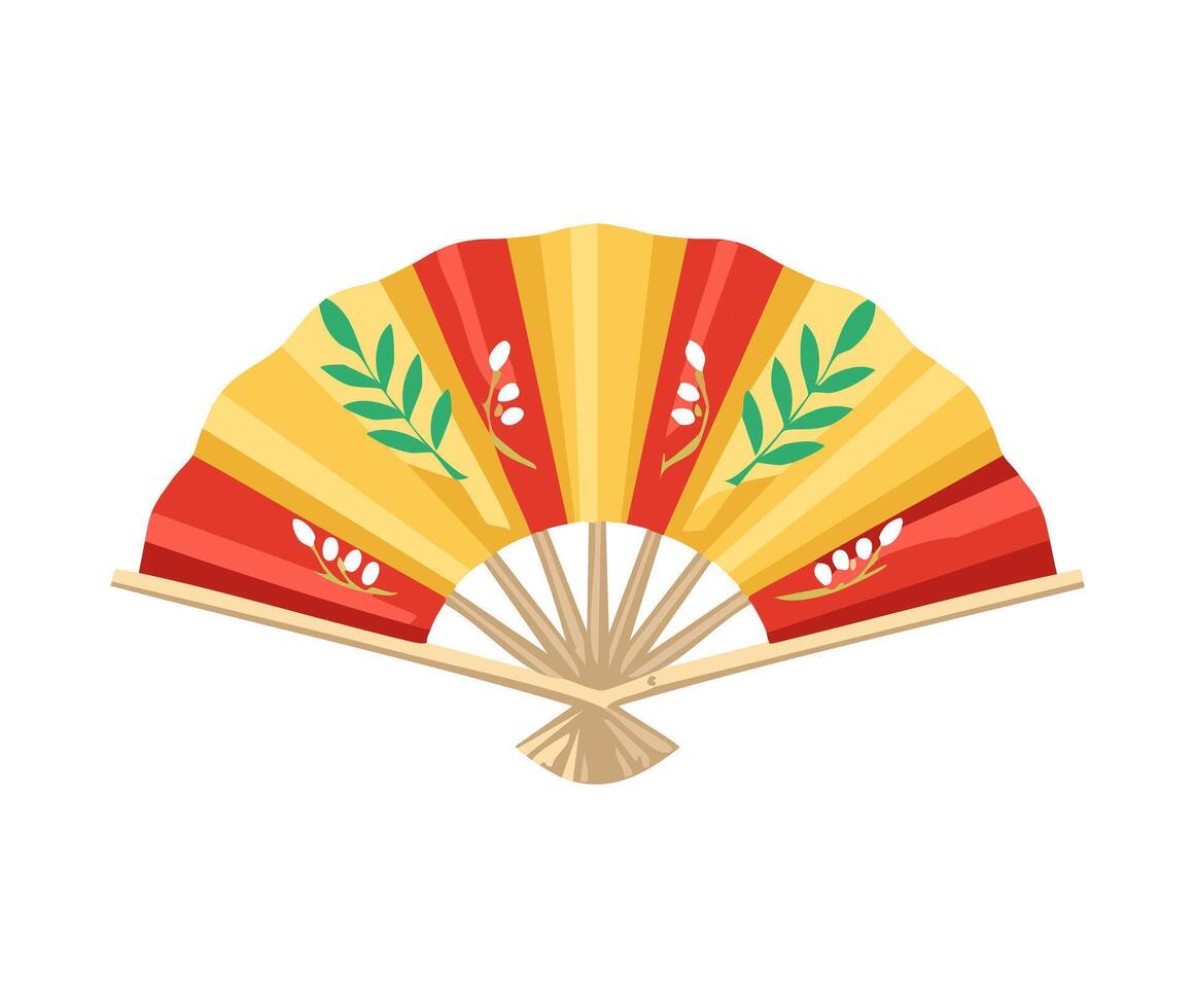 Bamboo patterned fan flat design style vector
