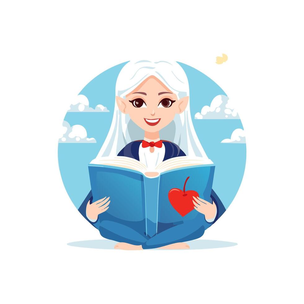 Vampire reading a book in daylight vector
