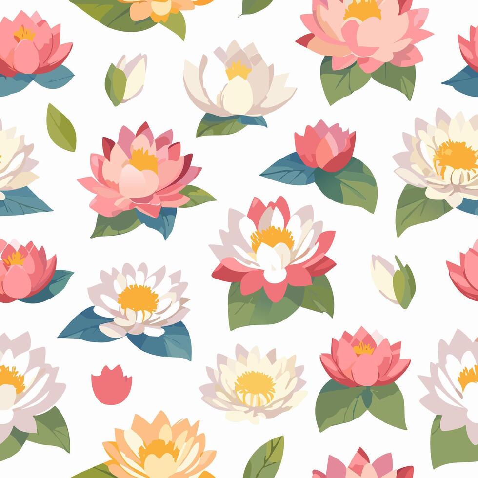 Seamless pattern Serene water lilies vector