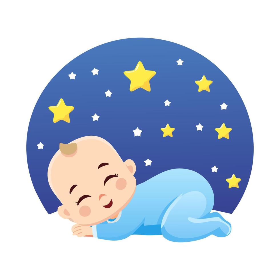 baby sleeping under a starry sky vector