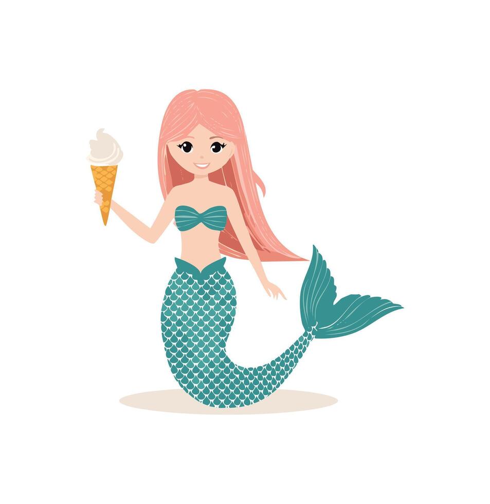 Mermaid selling ice cream vector