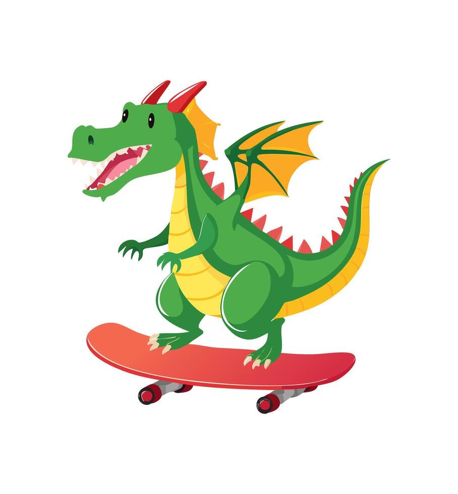 Dragon riding a skateboard vector