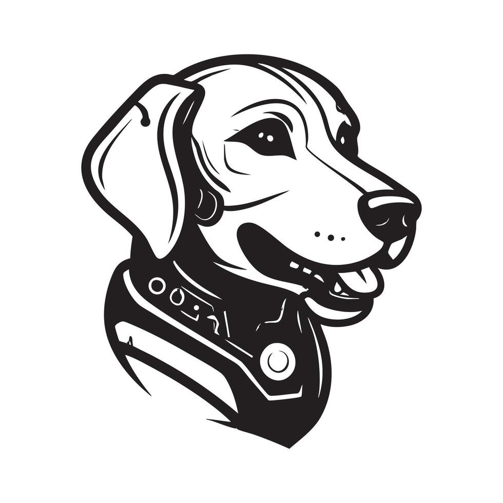 Black and white Cyborg Golder Retriever logo concept vector