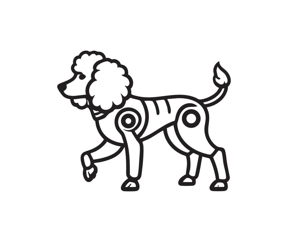 Black and white Cyborg Poodle logo concept vector