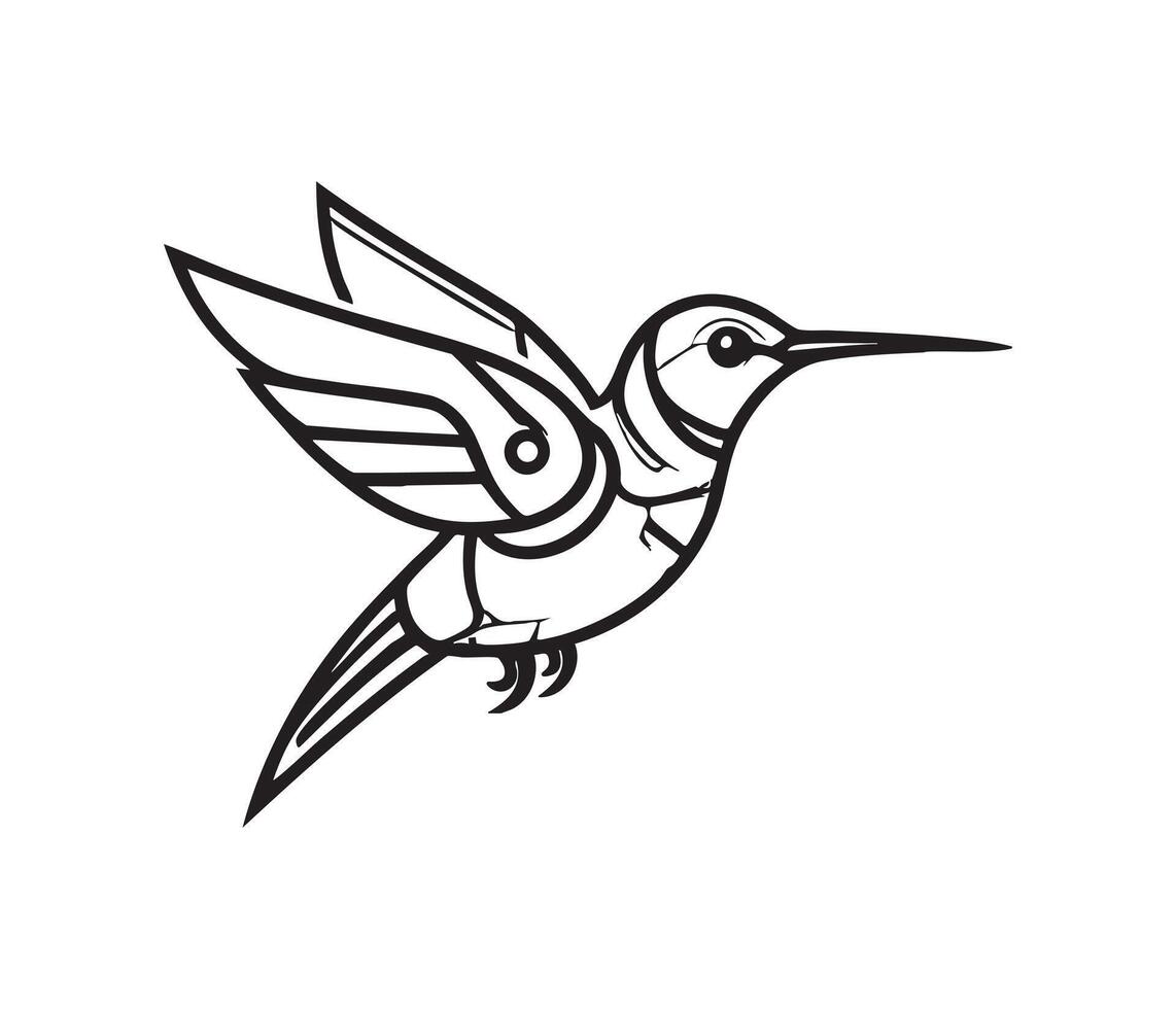 Black and white Cyborg Hummingbird logo concept vector