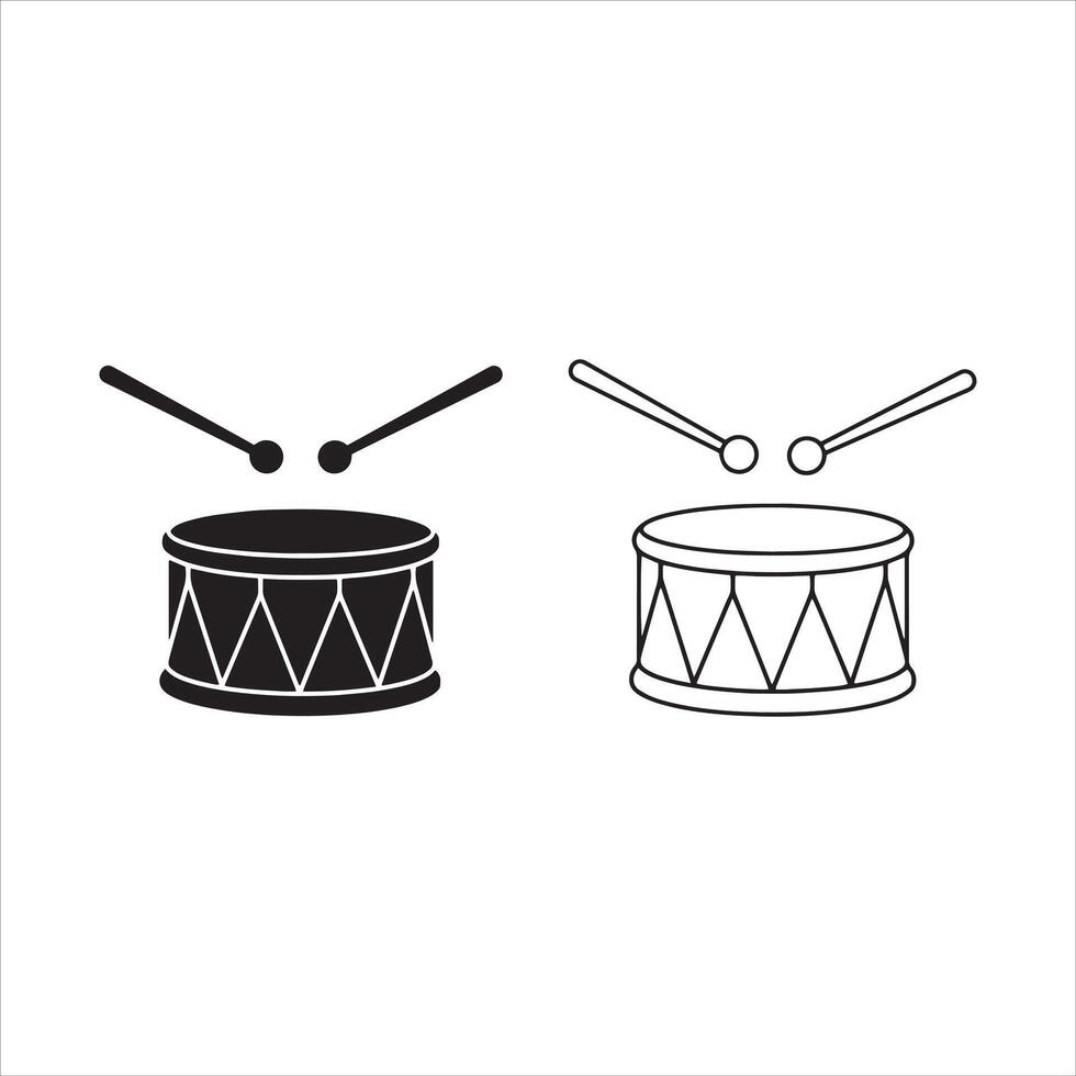 drum percussion instrument icon set glyph vector