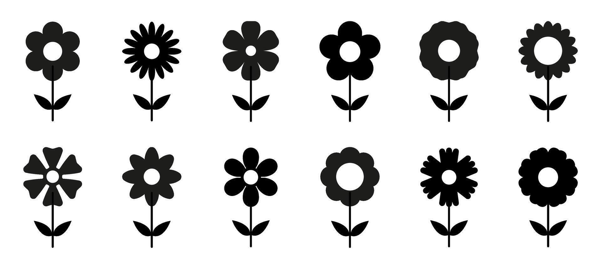 Flower icon collection, variety of floral shapes and patterns vector
