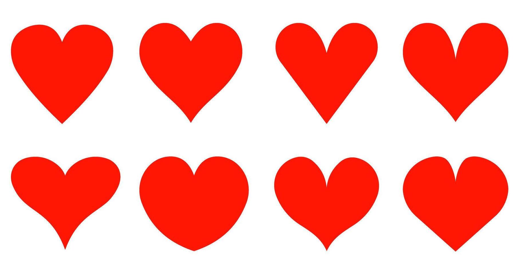 Reds hearts set. Most popular heart shapes. vector