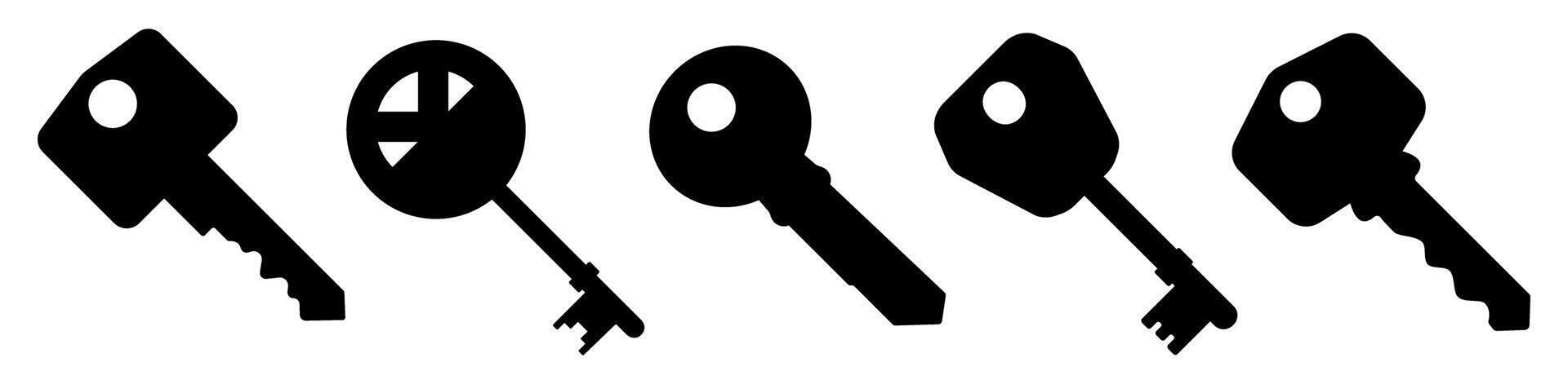 Key Icon set. Set of black symbols of door case. vector