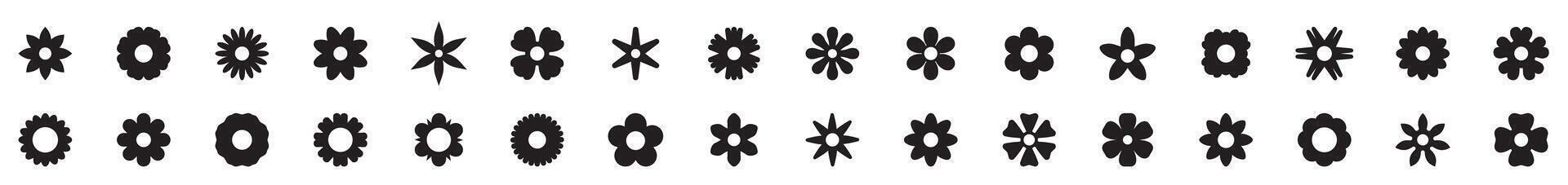 Geometric flower patterns in black silhouette vector