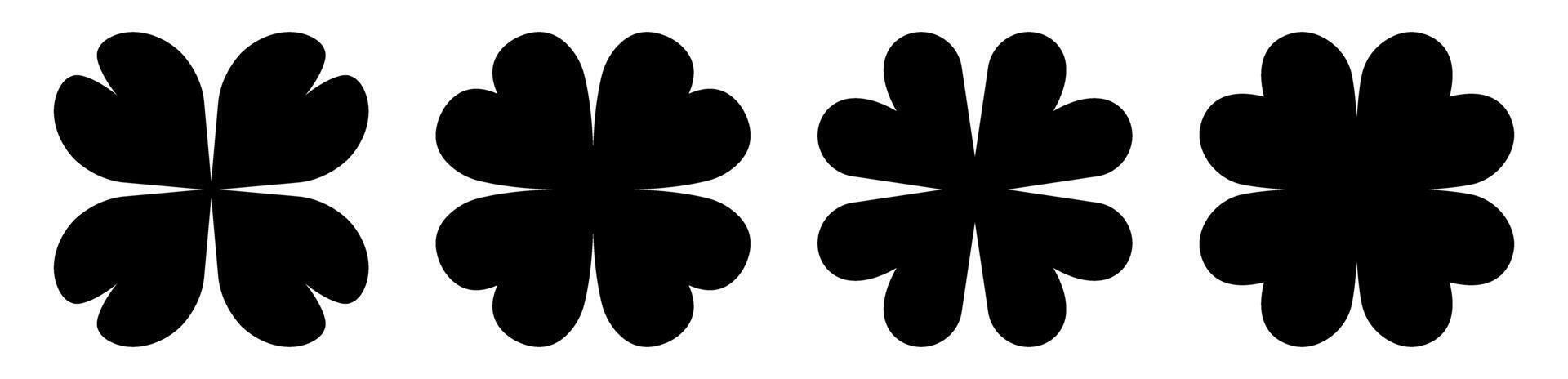 Four black clover shapes in a row on a white background vector