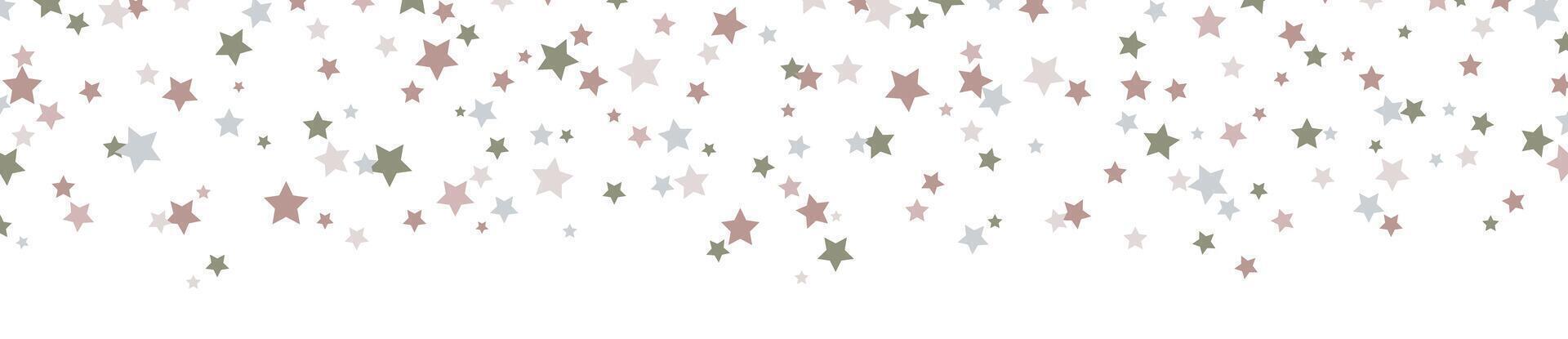 Colorful star pattern with various sizes. Chaotic elements. Seamless confetti stars background. vector