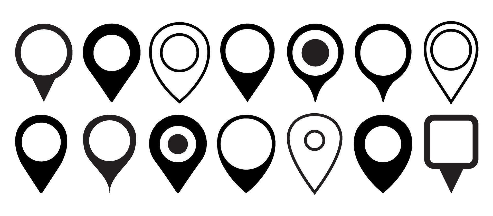 Location pin icon set. Map pin place marker. Location icon. Map marker pointer icon set. GPS location symbol collection. vector
