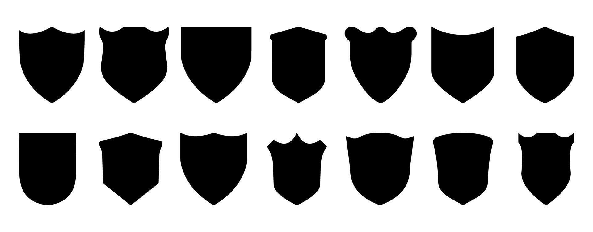 Variety of black shield icon set vector