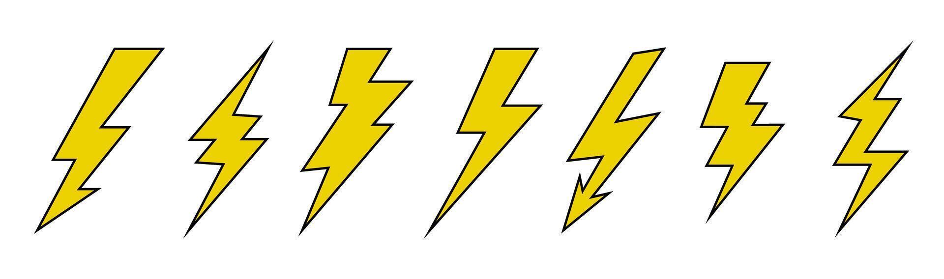Yellow lightning bolt icon symbols repeated for graphic design vector