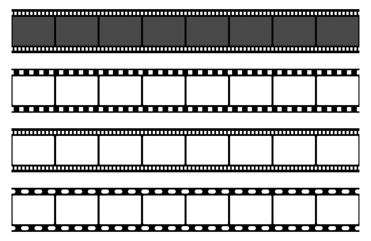 Blank and exposed film strips on isolated background vector