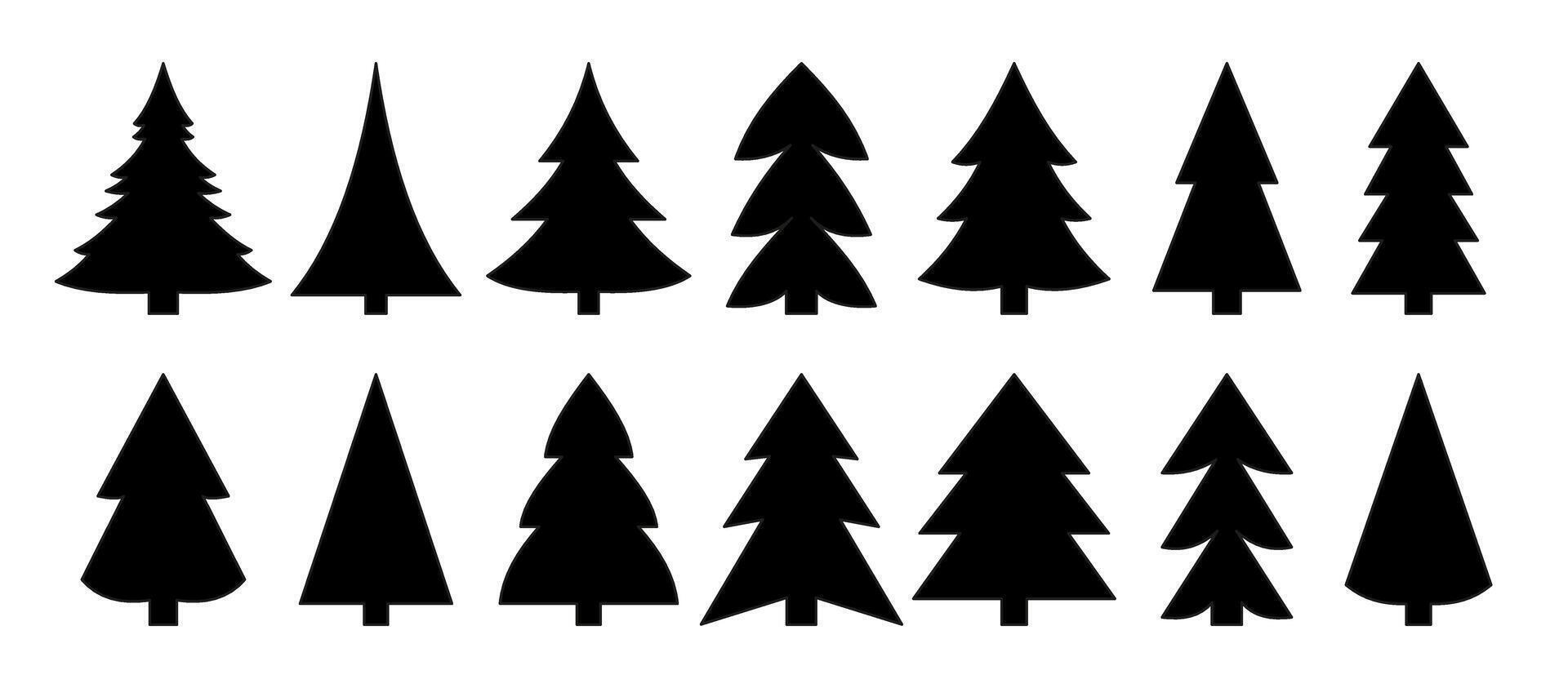 Stylized black icon pine set for design inspiration vector