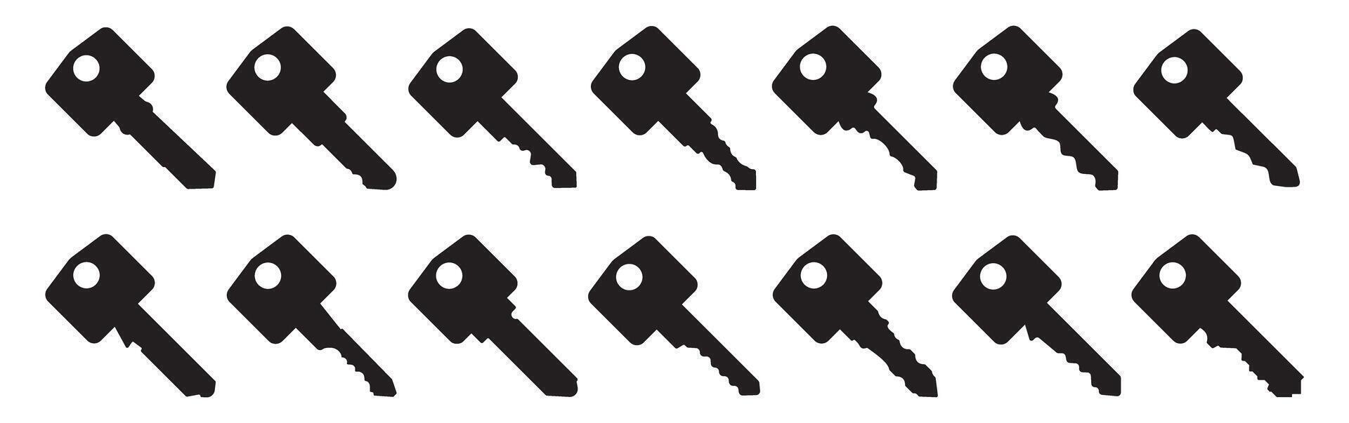Set of black icon of door case. Key Icon set. vector