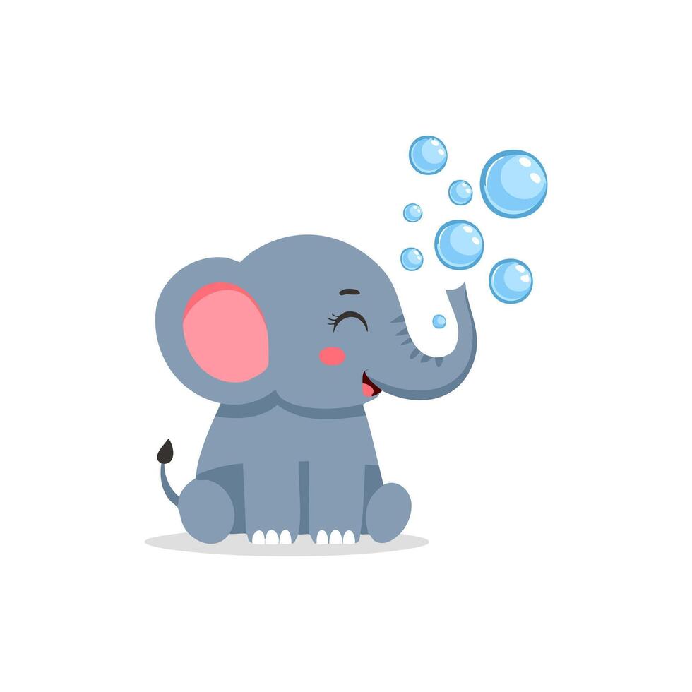 Cute Elephant blowing bubbles vector