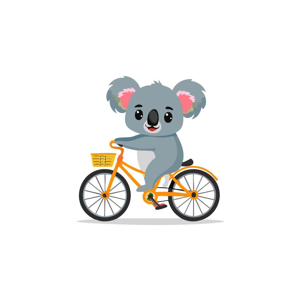 Cute Koala riding a bicycle flat design vector