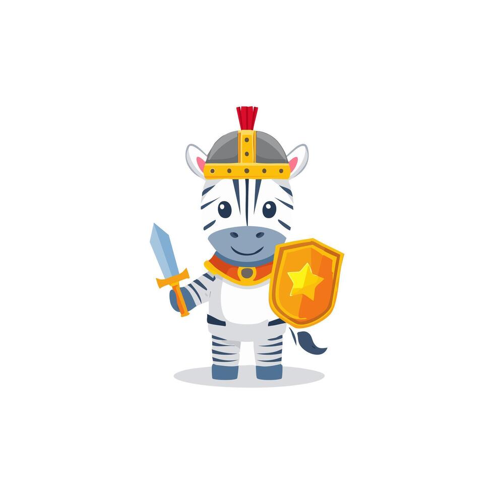 Cute Knight Zebra flat design vector
