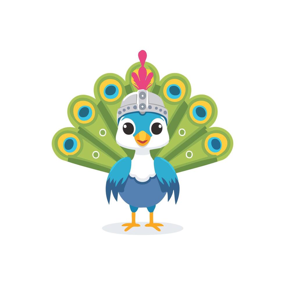 Cute Knight Peacock flat design vector