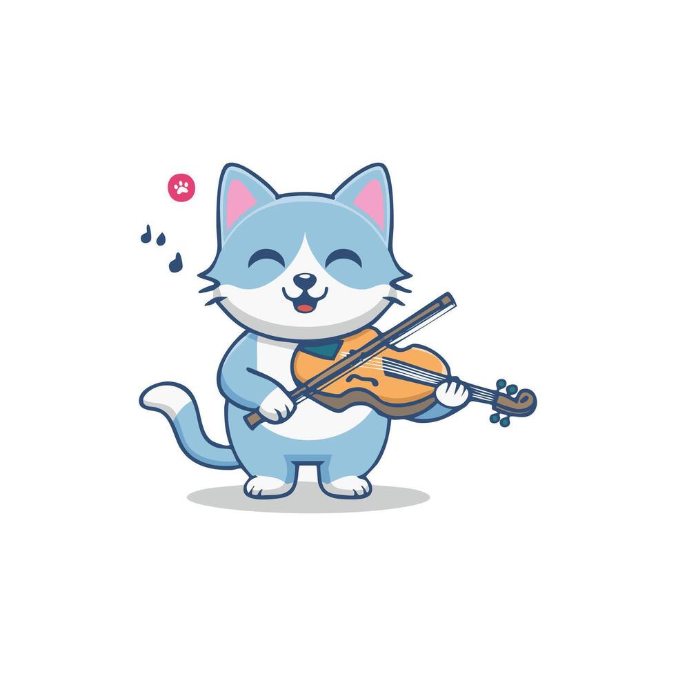 Cute Cat playing violin vector