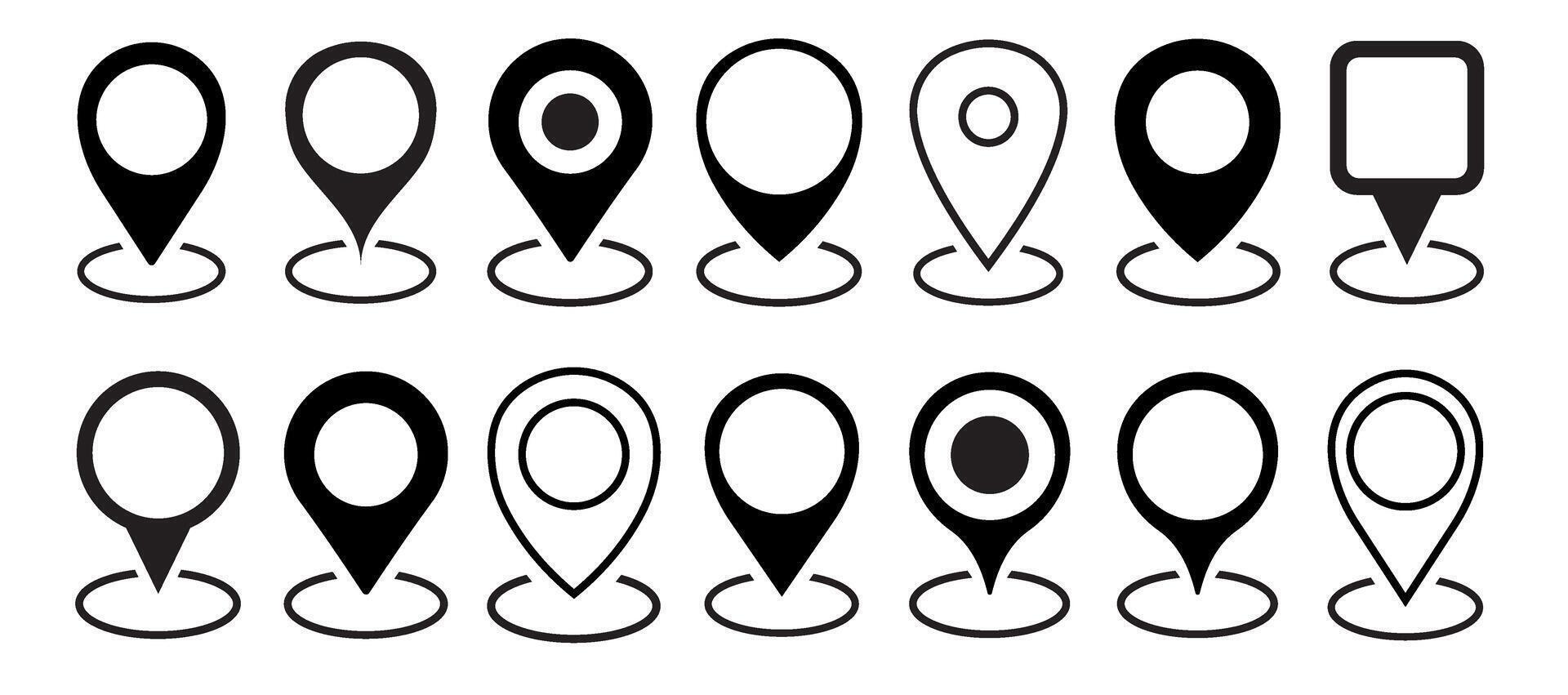 Location pin icon set. Map pin place marker. Map marker pointer icon set. GPS location symbol collection. Location pin icon on transparent background. vector