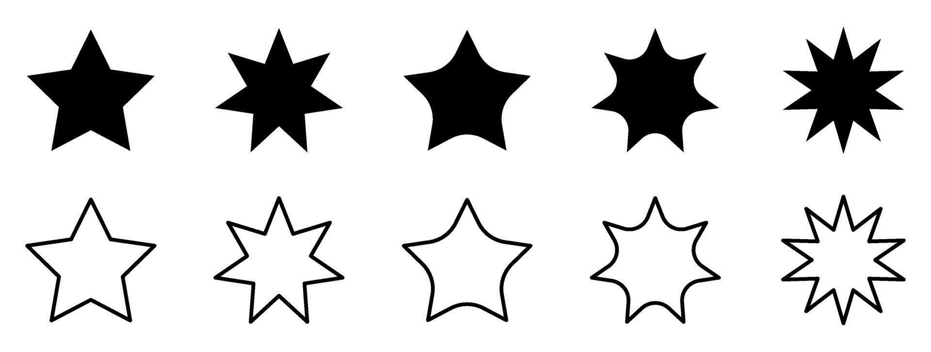 Various star icon outline set vector