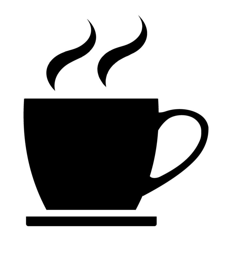Black coffee mug with rising steam silhouette vector