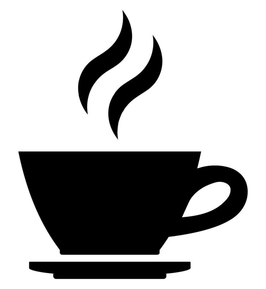 Simple black coffee cup silhouette with steam lines vector