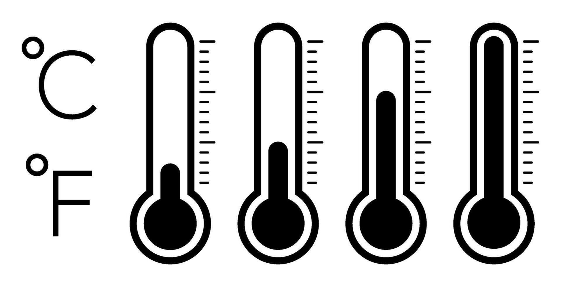 Black and white thermometers displaying celsius and fahrenheit temperature scales vector