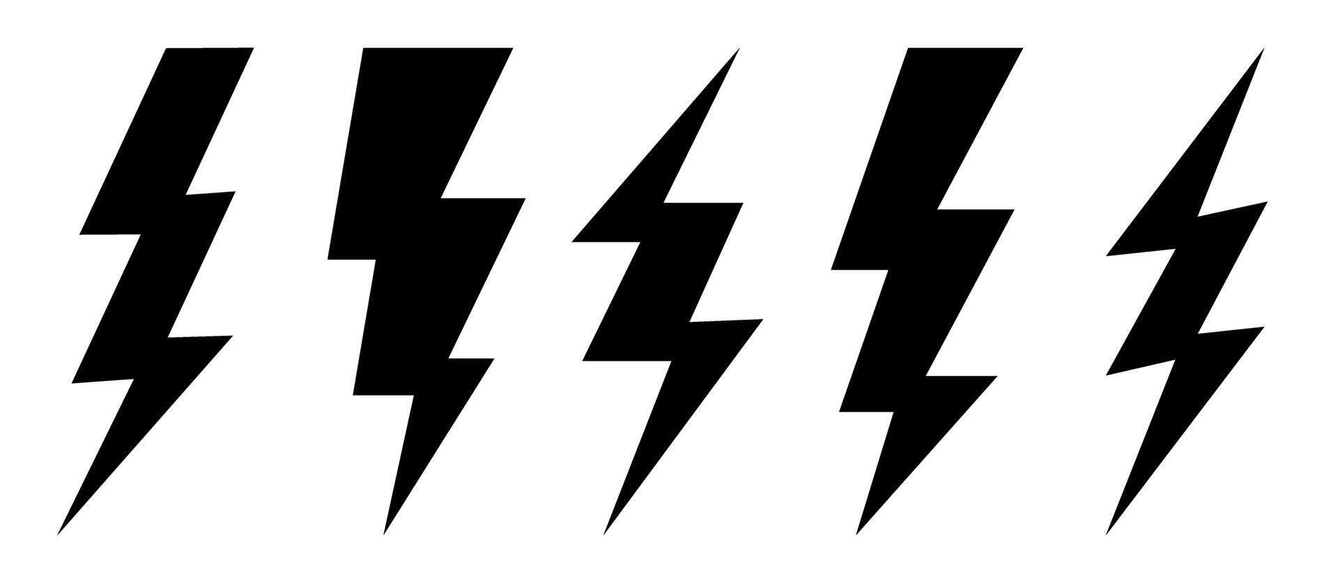 Black lightning bolt icon symbols vector