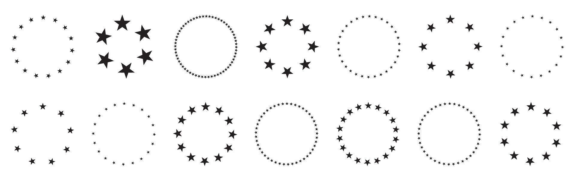 Circular star patterns collection in various sizes and arrangements vector